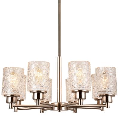 China Brushed Nickel Chandelier Light 8 Ceiling Hanging Lamp for Dining Room Bedroom Bathroom Product Dimension D61*H179cm Max for sale