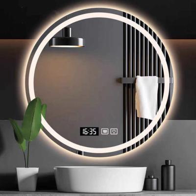 China Round Touch Screen Smart LED Mirror with Lights Intelligent Vanity Makeup Mirrors à venda