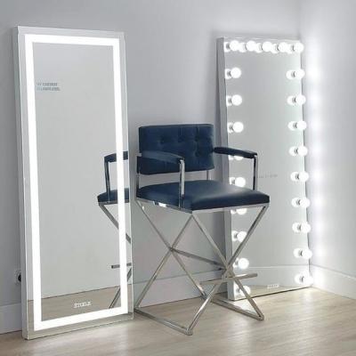 중국 Large Full Length Floor Vanity Mirror with Black Glass Frame Hollywood Dressing LED Bathroom Touch Screen Makeup Light 판매용