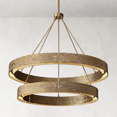 China 80 Ra Color Rendering Index Indoor Lighting Accessaries Gold Round Large Luxury Light Fixture for Modern Hotel Brass LED Pendant for sale