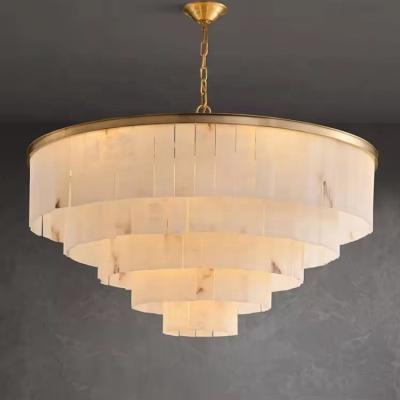 China Support Dimmer Contemporary Large Marble Pendant Light for Modern Living Room and Dining Area High Ceilings Brass Chandelier à venda