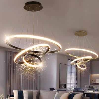 Cina Black Gold Acrylic Chandelier Iron Luxury Decorative Round Pendant Light with Black and Golden Color Rendering Index Ra in vendita