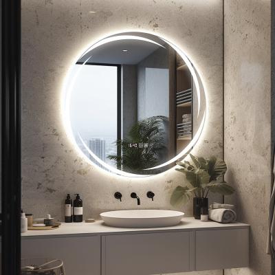 China 15lm/w Luminous Efficiency Round Shape LED Smart Mirror for Villa Hotel Washroom Bathroom Lighting and Circuitry Design zu verkaufen