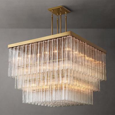 Китай 30000 Hours Lifespan Modern Glass Rectangular Pendant Lighting for Luxury Dining Room продается