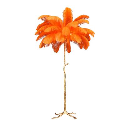 China Adjustable Standing lamp Luxury Ostrich Feather Floor Lamp with Copper Branches for sale