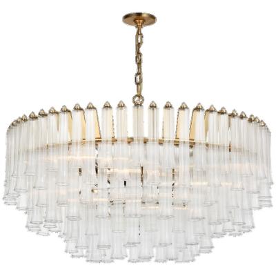 China Lorelei Extra Large Chandelier Round Simple Elegant Fluted Glass Tubes Ceiling Lamp for Living Dining Room zu verkaufen