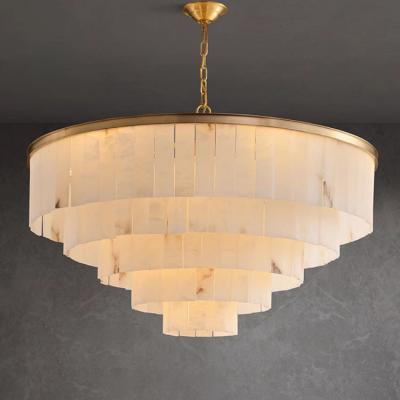 中国 Large Round Spanish Alabaster Marble Pendant Light for High Ceilings and Living Room 販売のため