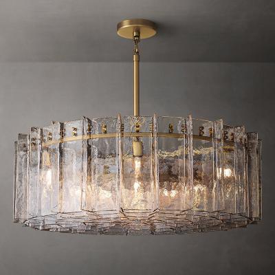 China Decoración de la sala de estar de la casa Nórdica de rejilla redonda de cristal de cristal humeado lámparas de cristal con AC 85-265V de voltaje de entrada y amortiguador de soporte en venta