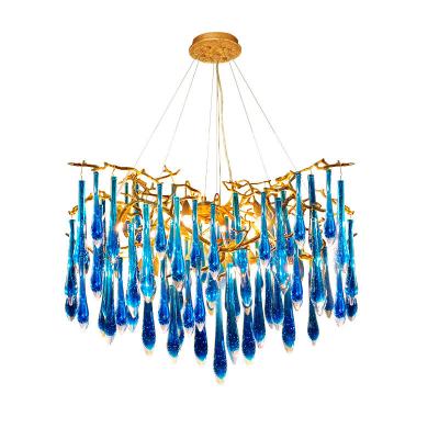 China Modern Indianred Droplet Crystal Branch Chandelier Luxury lighting design manufacturers à venda