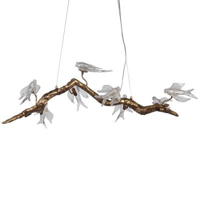 China Living Room Branch Chandelier Tree Swallow Crystal Chandelier All Copper Ceiling light fixture à venda