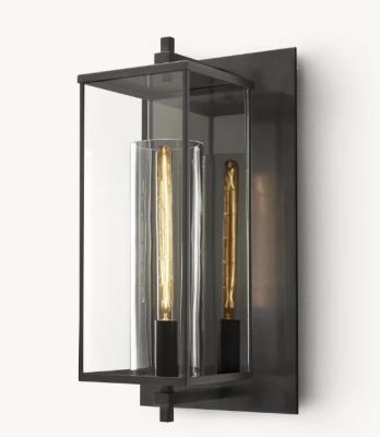 Cina Outdoor Waterproof Glass Metal Wall Lamps Devaux Square Sconce with and Stainless Steel Hardware in vendita