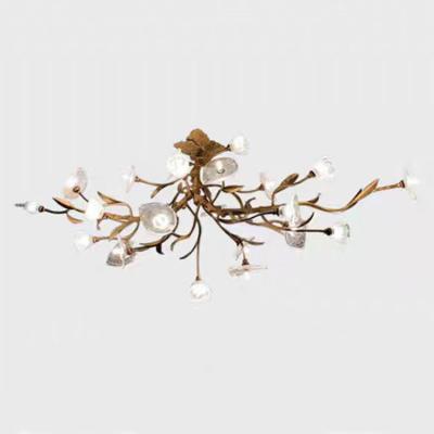 China Wholesale Tree Twig chandelier Copper Flower Crystal Branch Ceiling Pendant Lamp à venda