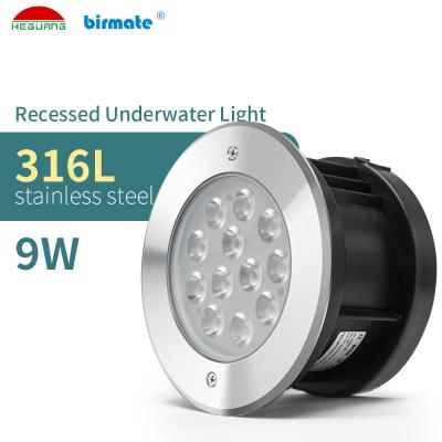 China Waterproof 9W DC24V SS316L LED Underwater Lights for Outdoor Round Recessed Lighting Solutions and Circuitry Design à venda