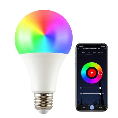 China 30000 Hours Working Time Compatible with Alexa Google AI Generated Lighting Voice Control Music WiFi RGBW Color Changing Smart Light Bulb Tuya for sale