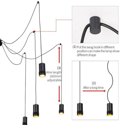 China Simple estilo moderno negro mate 12 GU10 Luces Sala de estar colgante Luz de alta eficiencia luminosa Aluminio lámpara de escalada LED en venta