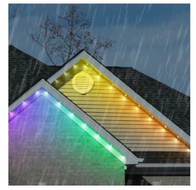 China Multicolor Smart RGBIC Outdoor Lights 75 Scene Modes 50ft 36 LED Eaves IP67 Waterproof Perfect for Garden Decor 80 Color Rendering Index en venta