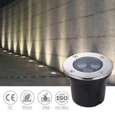 China IP67 68 de exterior impermeable 24V / 12V paisaje 100mm 130 3W LED luces subterráneas para cubierta de hormigón ajustable en el suelo en venta