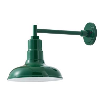 China ETL Approved Waterproof Industrial Green Enameled Exterior Gooseneck Wall Light Straight Arm Barn Mount Retro Stem Sconce 2- zu verkaufen