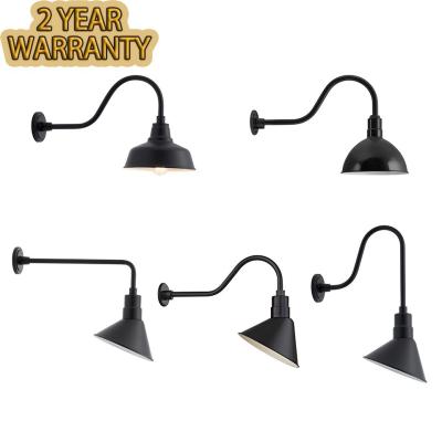 China ETL Listed Gooseneck Wall Lamp Black Aluminum GU24 Waterproof IP65 Vintage LED Barn Light for Outdoor Farmhouse Lighting zu verkaufen