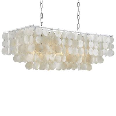 中国 IP20 Rating Capiz Shell Rectangular Pendant Lighting Fixture with Modern Design and LED SMD Chip 販売のため