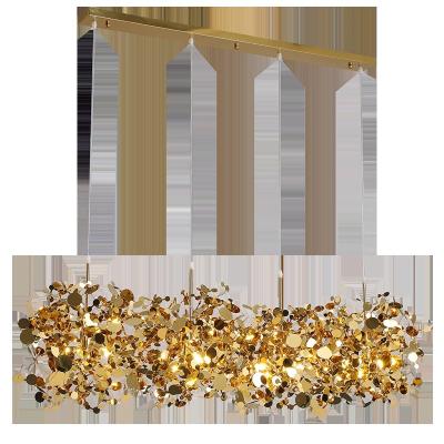 China European Luxury Gold Leaves Dining Room Chandelier with 80 Ra Color Rendering Index and 100/120/150/200CM Product Dimension for sale