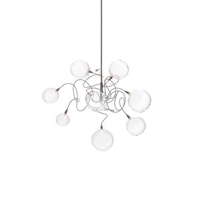 China AC 85-265V Living Room Bedroom Ball Bubble Chandelier Round Stainless Steel Blown Glass Pendant Light 3500K Warm White for sale