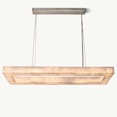 中国 Indoor Luxury Hotel Living Room Minimalist Hanging Chandelier America Modern Square Alabaster Dining Pendant Light 販売のため