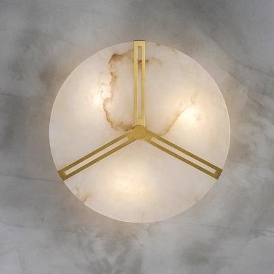 China Modern Simple Alabaster Led Light for Living Room and Bedroom Nordic Decorative Round Hotel Copper Ceiling Lamp zu verkaufen