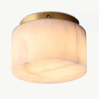 China Simple Round Steel Luxury Flush Mount Light for Living Room Bed Hotel Nordic Modern Middle Size Alabaster Ceiling Lamp zu verkaufen