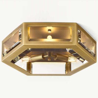 China White Glass American Luxury Brass Ceiling Light Modern Retro Design Flush Mount Smoke Glass Lamp for Upscale Style Te koop