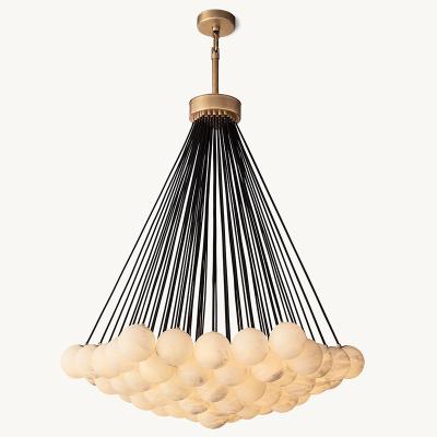 China American Luxury Indoor Nordic Modern Alabaster Stone Ball Metal Brass Chandelier with 360° Beam Angle and Materials zu verkaufen