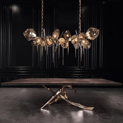 China 30000 Hours Lifespan and 100lm/w Lamp Luminous Efficiency Nordic Modern Luxury Crystal Large Brass Chandelier with Murano Glass for sale