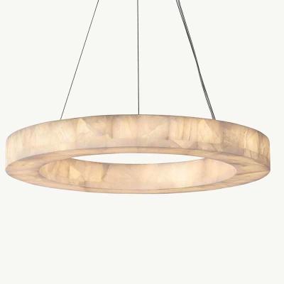 China America Modern Simple Ring Alabaster Pendant Light Luxury Iron Round Hanging Lighting Fixture for Living Room and Dining zu verkaufen