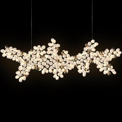 China Customized High Ceiling Light Horizontal Luxury Big Commercial Dining Room Glass Grape Chandelier with CRI Ra 80 for sale