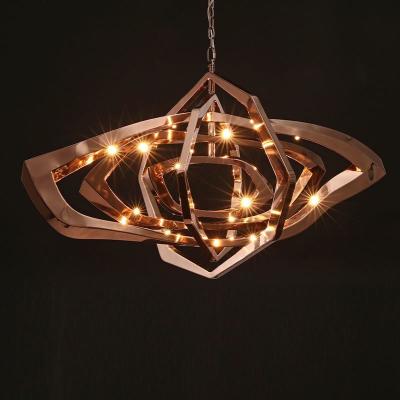 China Stainless Steel Rose Gold Hotel Pendant Lighting Decoration Modern Luxury Indoor Metal Chandelier IP20 LED Latest Design for sale