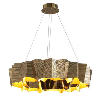 China 80 Color Rendering Index Modern Luxury Gold Linear Chandelier for Dining Table Hotel Lobby Villa Cafe Bar and Restaurants for sale