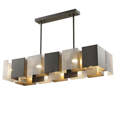 China 80 Ra Color Rendering Index Metal Hanging Chandelier Light Rectangle Pendant for Dining Bar for sale