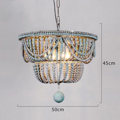 China Unique Industrial Design Style Wooden Beaded Chandelier with 2-Tier Draped Bead Pendant Light and 360° Beam Angle for sale