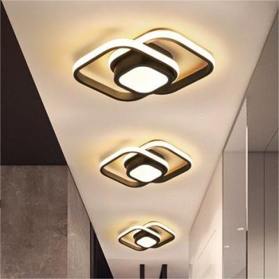 China Decoración cuadrada redonda LED Iluminación del techo Salón de estar Pasillo Dormitorio Pasillo Balcón Pasillo Moderno Acrílico Negro Metal 90 en venta