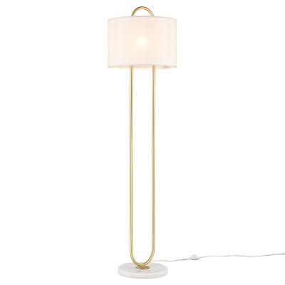 中国 Hotel Home Decor Nordic Floor Light Marble Base Fabric Standing Lamp with Metal Stand SMD LED Chip AC 85-265V Input Voltage 販売のため