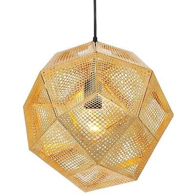 China Brass Copper Geometric Cage Pendant Light , Etch Web Yellow Pendant Light for sale