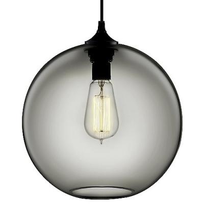 China Modern Amber Round Pendant Light , Grey Hand Blown Solitaire Single Pendant Lights  for sale