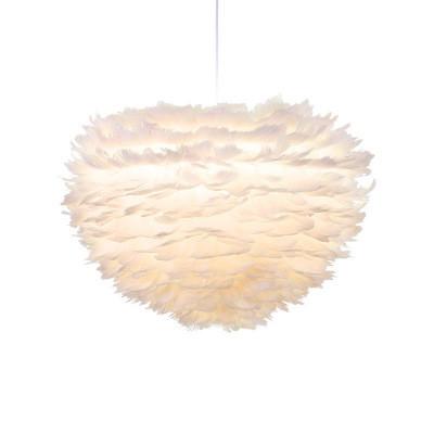 China Goose Feather Modern Wood Pendant Light , UMAGE Eos White Wood Glass Pendant Light  for sale