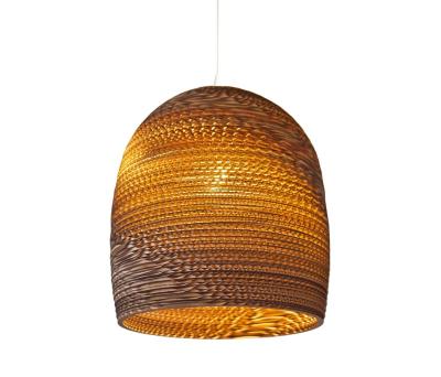 China Loft Honeycomb Wood Veneer Pendant Light , Scraplights Bedroom Ceiling Lights Cardboard Graypants Drop Disc Oliv for sale