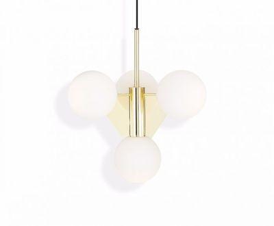 China Gold Metal Opal Glass Pendant Lights 3 Heads Plane Short Chandelier E27 Base for sale