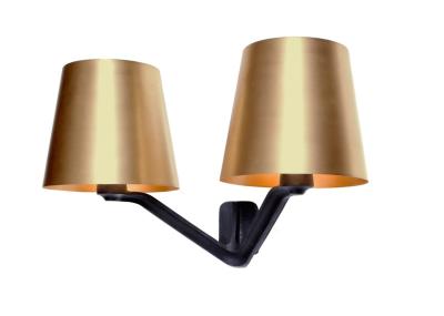 China Double Base Hanging Bedside Lights , Brushed Metal Brass Swing Arm Wall Lamp for sale