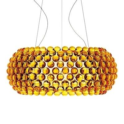 China Golden Yellow Modern Hanging Pendant Lights Glass Caboche Suspension lamp for sale