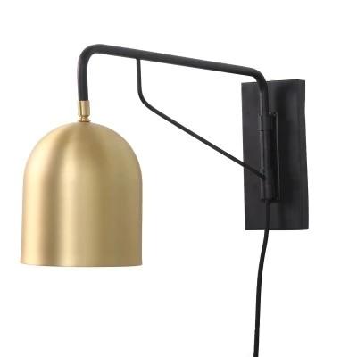 China Swing Arm Wall Mounted Bedside Lamp Plug In Black Customized For Entryway for sale