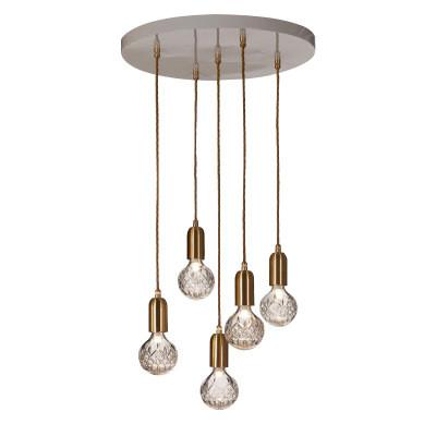 China Clear Crystal Cluster Pendant Ceiling Lights , Brass Multi Bulb Pendant Light  for sale