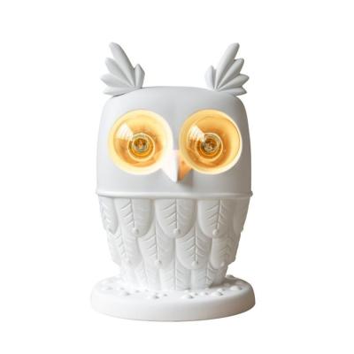 China Cool White Ceramic Nightstand Table Lamps Ti Vedo Owl Animal Shape White Finish for sale